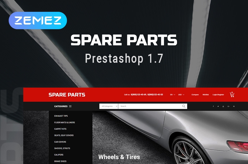 Responsywny szablon PrestaShop Motor Spare Parts Online Store #50616